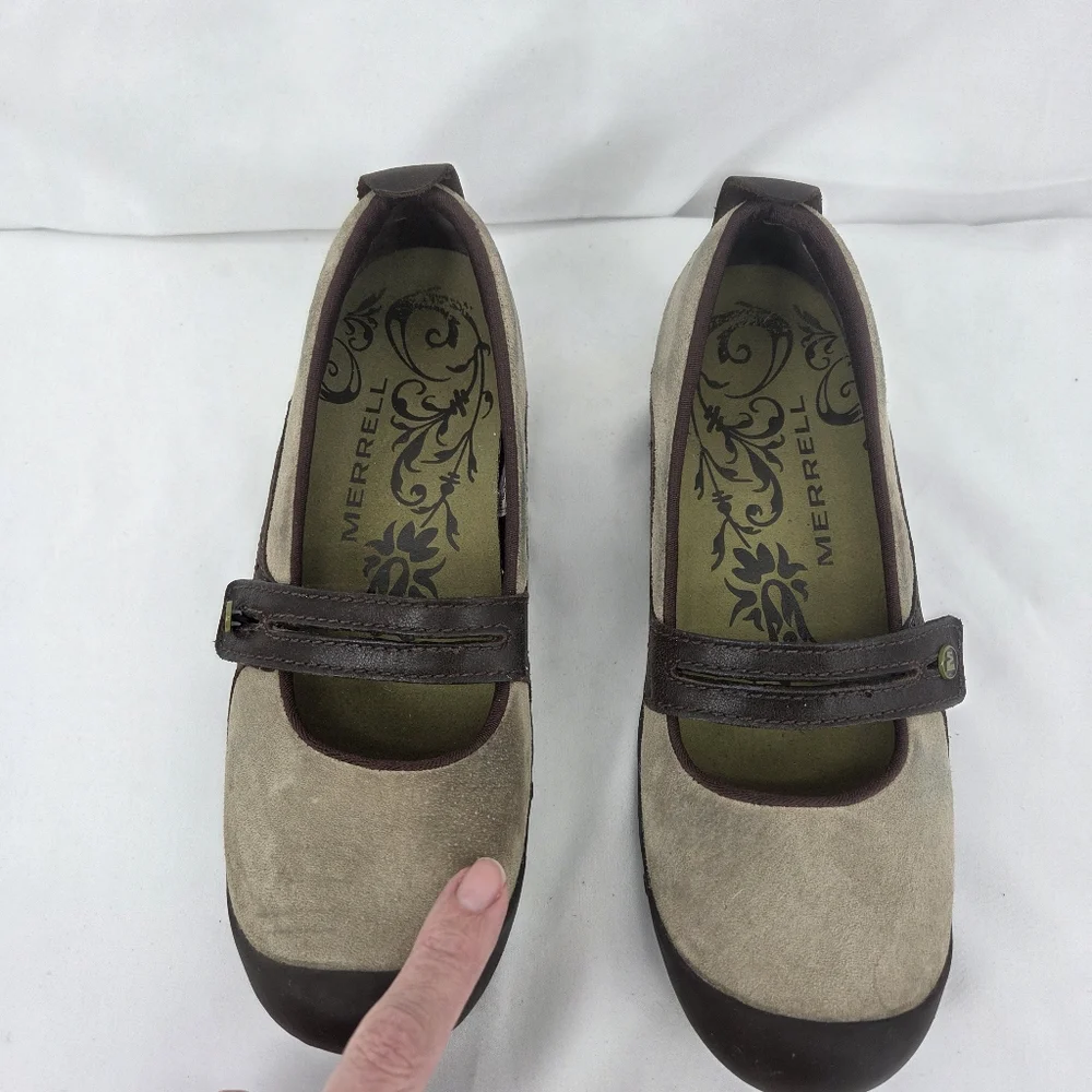 Merrell Women's Plaza Bandeau Dark Taupe suede Mary Jane sz 8